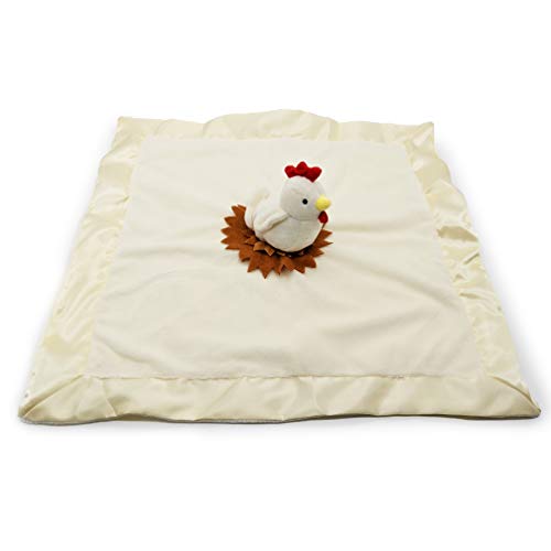 Image of Chicken Lovey Blanket for Baby | Large 20 inch x 20 inch Baby Lovey for Girls or Boys | Cute Chicken Security Blanket for Babies and Toddlers