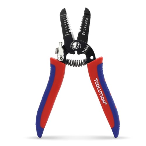 TOOLUTION Pelacables y Cortacables para 10-22 AWG | Alicate Electricista con Muelle y Bloqueo de Seguridad para Cables de Baja Tensión