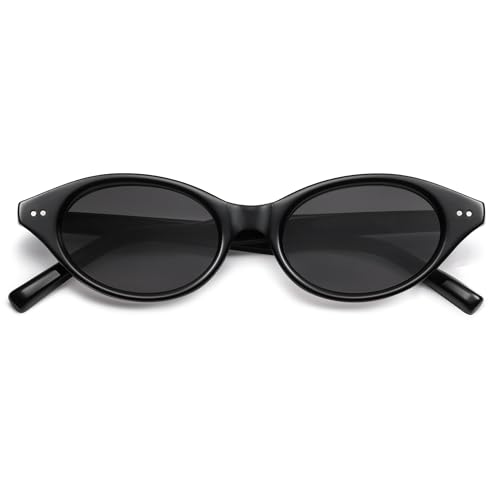 Image of VANLINKER Retro Oval Cat Eye Sunglasses for Women Men Small 90s Style Vintage Trendy Narrow Frame VL9844