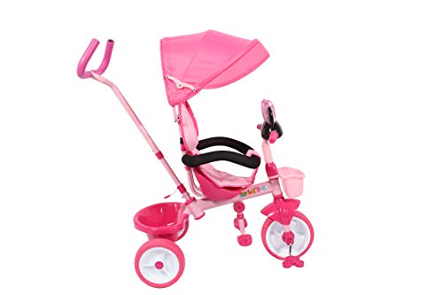 RICCO Kinderbuggy mit Pedal-Dreirad und Oxford-Tuch (KARIKATUR ROSA) – Bild 5