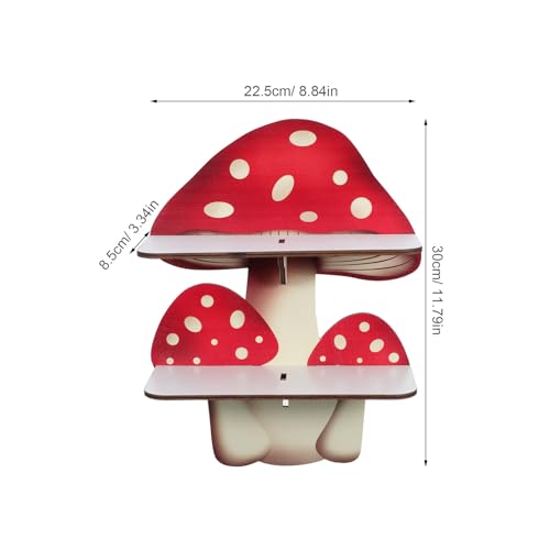 Étagères murales décoratives champignon en bois flottant à double niveau