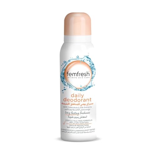 Femfresh Daily Freshness Intimate Deodorant Gentle Vaginal Odour Protection Spray for Women Long-Lasting 12-Hour Freshness Hypoallergenic pH Balanced & Soap-Free Safe for Sensitive Skin 125 ml