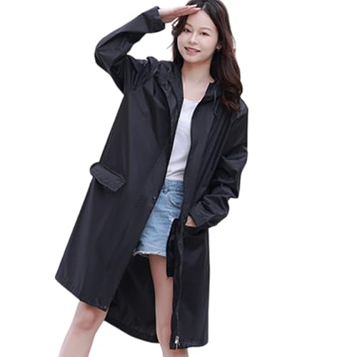 Manteau de pluie long pour femme imperméable et pliable avec capuche