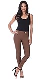 Rekucci Women's Ease into Comfort Slim Ankle Pant with Snaps (4, Chestnut)