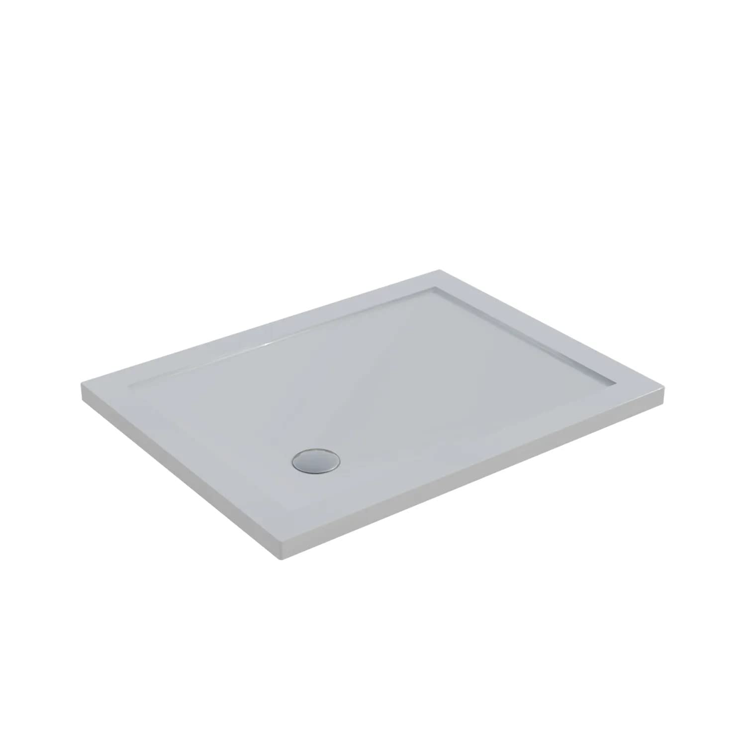 Receveur de douche 70x110 cm rectangulaire en acrylique blanc brillant avec bonde