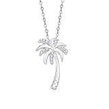 KATARINA Diamond Palm Tree Pendant Necklace in 10k White Gold (1/10 cttw, J-K, SI2-I1)
