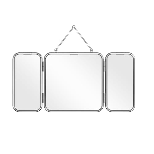 Espejo Tríptico Pared para Baño, 30×60cm, Espejo Tocador de Sobremesa para Maquillaje, Corte de Pelo, Afeitado