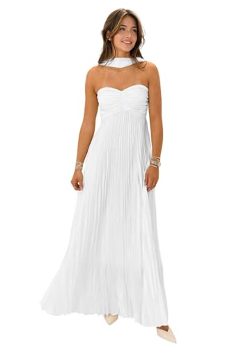 Image of Flowy Chiffon Bridesmaid Dress with Scarf Strapless Formal Evening Dresses QAN002
