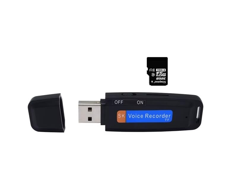 Gravador de Voz Digital USB, Capacidade 32GB, com Slot para Cartão TF, Preto (Preto)
