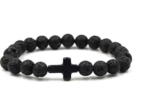 Fabula by OOMPH Jewellery Black Lava Volcanic Carbon Beads Handmade Bracelet with Jesus Cross for Men & Boys (BOIS6R4) (B07VWWZQ31) Amazon Price History, Amazon Price Tracker