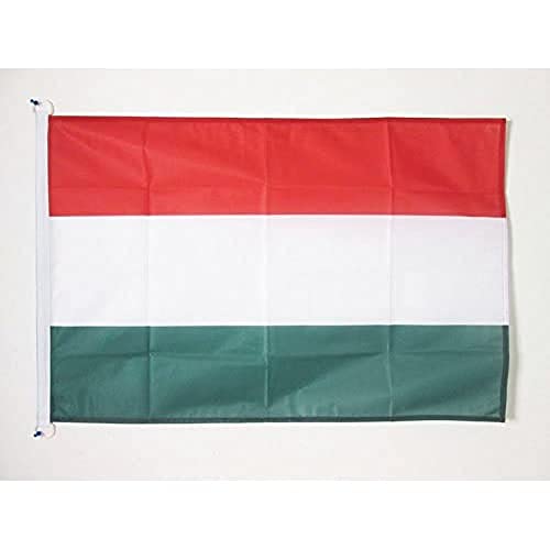 AZ FLAG - Drapeau Hongrie Spécial Extérieur - 90x60 cm - Pavillon Nautique Hongrois En Maille Bloquée Avec Anneaux Plastiques Intégrés - 80g