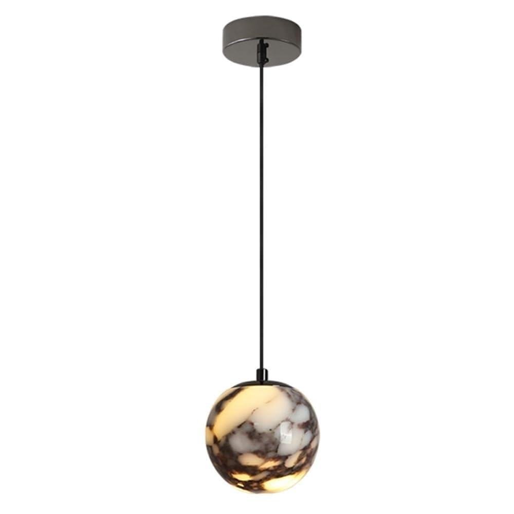 KXEcoLife Globe Natural Stone Pendant Light Fixtures,Marble Shade Hanging Ceiling Lighting Fixture for Bedroom Bathroom Dining Room Living Hallway