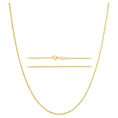 KISPER Gold Cable Link Chain Necklace – Thin, Dainty, Gold-Plated 925 Sterling Silver Jewelry for Women & Men with Lobster Claw Clasp – Made in Italy, 22" Cover