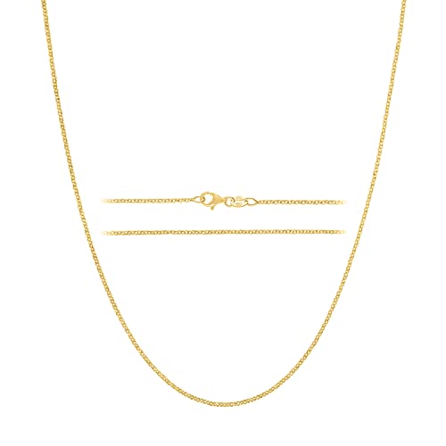KISPER Gold Cable Link Chain Necklace – Thin, Dainty, Gold-Plated 925 Sterling Silver Jewelry for Women & Men with Lobster Claw Clasp – Made in Italy