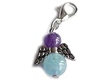 Deutsche Handarbeit. Aquamarin Amethyst Schutzengel Edelstein Charm Anhänger Material mit farblich passendem Handyband