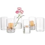 EINFACHES DESIGN & HOCHWERTIGE HERSTELLUNG: Der kerzengläser für stumpenkerzen ist aus hochwertigem Glas mundgeblasen, das hochtransparent, stabil und hitzebeständig ist. Das klassische und einfache Design ist super schick für Tisch-Display, als eine Vase oder windlicht outdoor, die gut in Ihrem jeden besonderen Anlass abgestimmt.