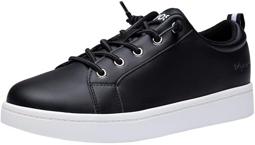 Vepose Women's Black Slip On Walking Casual Sneakers, Dressy Arch Support Comfortable Low Top Tennis Lace up 8005 Shoes, Size 8M US, (CJY8005 Black 08)