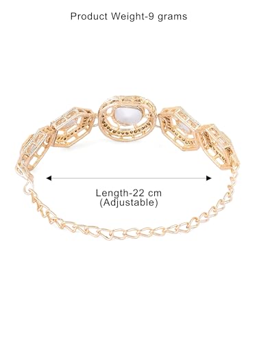 Image of ZAVERI PEARLS Gold Tone Pentagon Stones & Dazzling Austrian Diamonds Ethnic Bracelet For Women-ZPFK16488