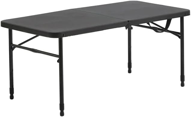 Folding Table 40" L x 20" W Plastic Adjustable Table for Indoor Outdoor Picnic BBQ Backyards Beach Use Rectangular, Rich Black