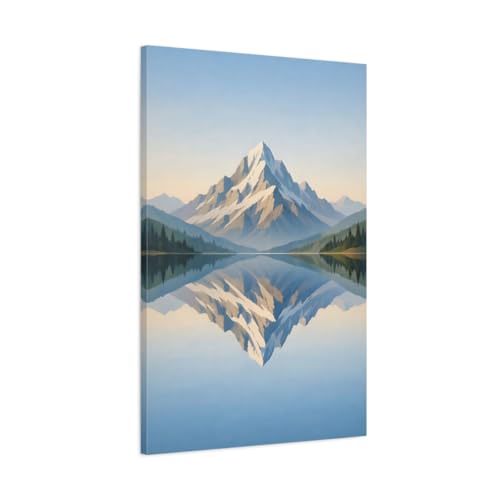 Décoration Montagne Bleue Nature grand tableau mural vertical en toile