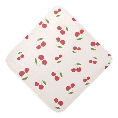 Image of Qilmy Cute Cherrys Baby Towel Ultra Soft Hooded Towels for Baby Boy Girl, Ultra Absorbent Bath Towels Newborn Shower Gift 30 x 30 Inch