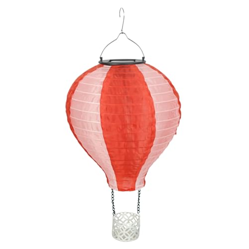 Lámpara de globo aerostático – Linternas solares de ambiente al aire libre, decoración luminosa colgante impermeable | Efecto de llama brillante, foco LED de cristal arcoíris, linterna de energía
