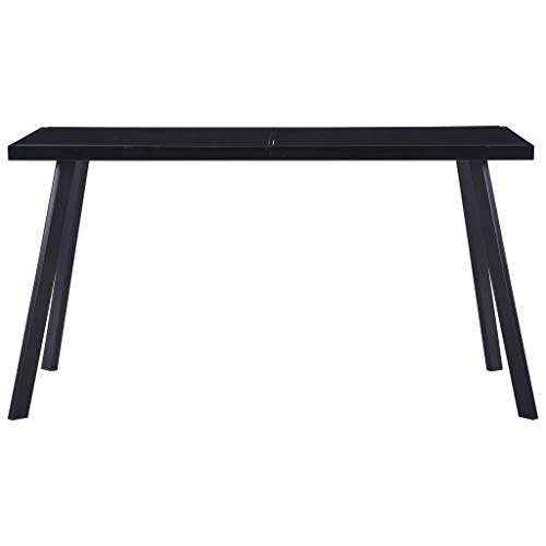 Teenpull Table à Manger Noir en Verre trempé 140x70x75 cm avec Pieds en Acier pour Cuisine et Salle à Manger, Design épuré et Robuste Facile à Assembler