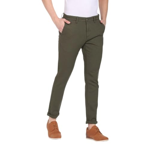Image of Denver Slim Fit Self Design Casual Trousers