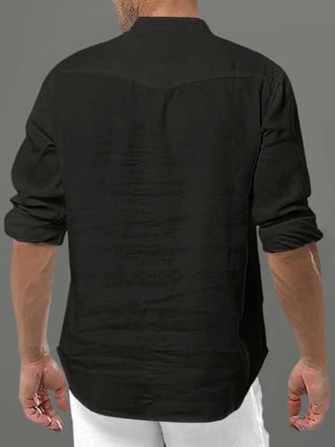 Image of FINIVO FASHION Men's Solid Cotton Blend Regular Fit Straight Kurta with Roll of Sleeve and Classic Collar, Pack of 1