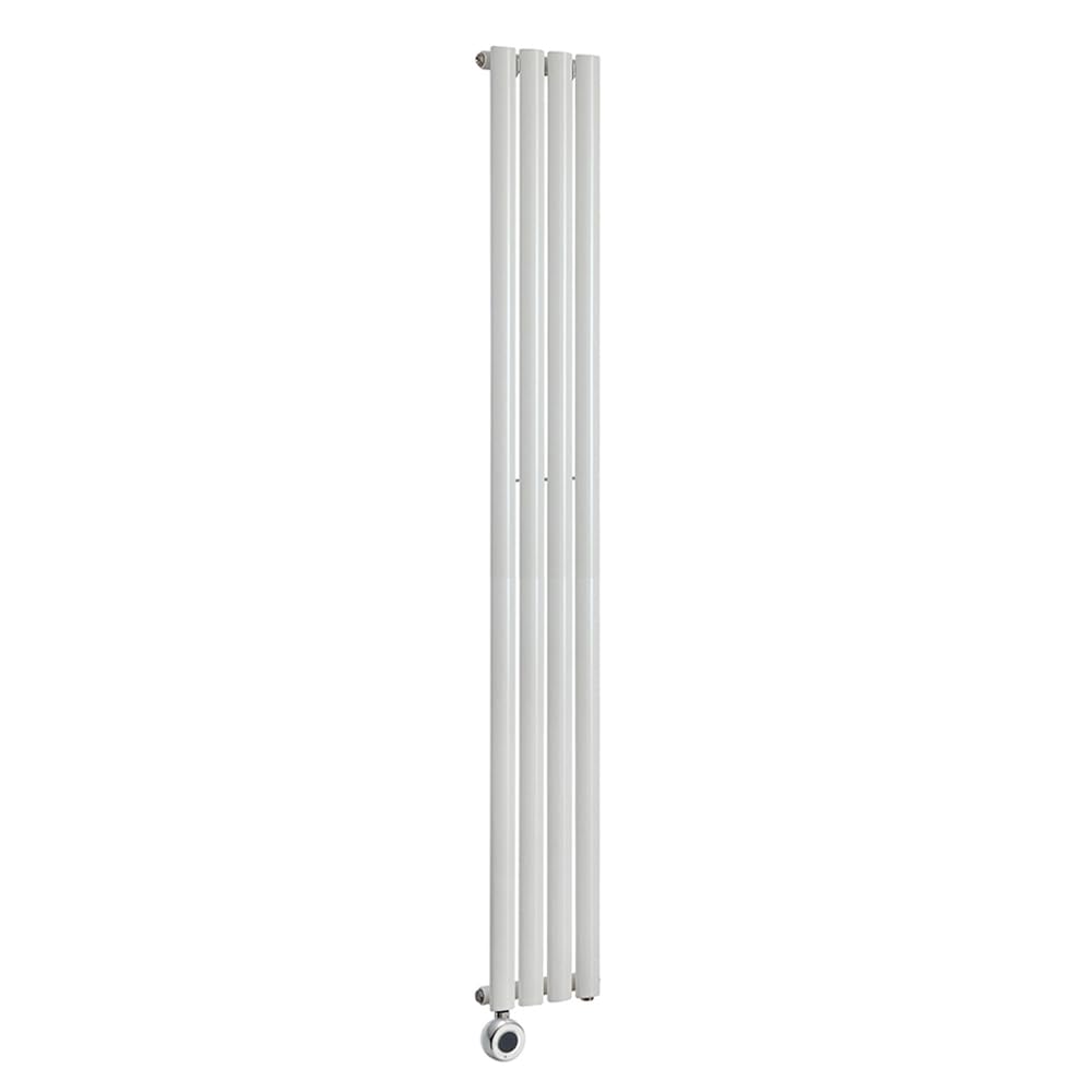 Milano White X Ecoso Aruba - Electric Vertical Designer Radiator - 1780Mm X 236Mm (Single Panel) - With Hardwired Chrome Wi-Fi Thermostatic Heating Element