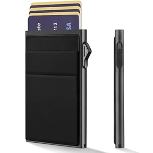 YESIIW Portemonnee voor heren, kleine portemonnee, slanke portemonnee voor mannen, minimalistische portemonnee, RFID-bescherming, kaarthouder, pop-up-portemonnee, slanke kaarthouder met muntvak, 10 x