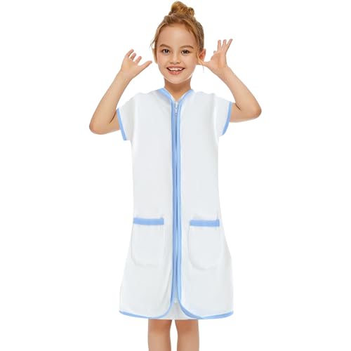 Girls Boys Terry Swim Cover Up Zipper Hooded Bathing Suit Coverups Wraps Kids Toddler Pool Beach Robe with Pockets