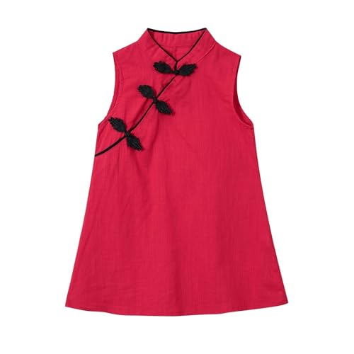 HGps8w Baby Girls Qipao Dress Infant Soft Cotton Cheongsam Sleeveless Princess Dress Toddler Chinese Traditional Outfits