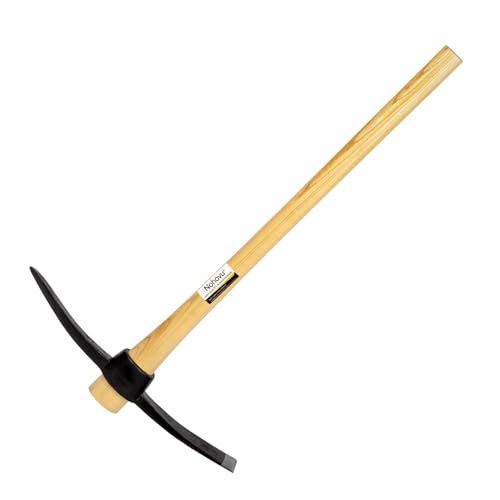 Nohovu Pickaxe with Wood Handle Heavy Duty Forged Steel Pick Axe for Digging 36 Inches (406I)