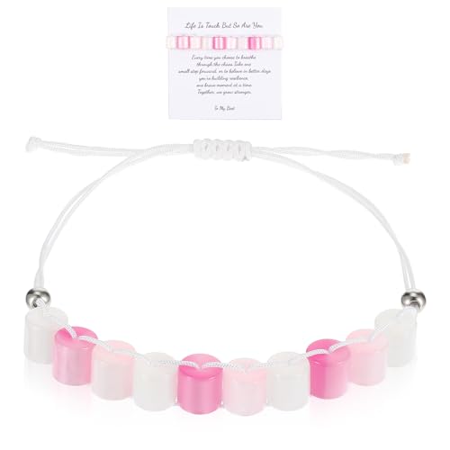 Fidget Anxiety Bracelet for Women And Men, Resin Beaded Fidget Jewelry, Stress Relief Sensory Bracelet, Pink Purple White, Gift For Teens Adults