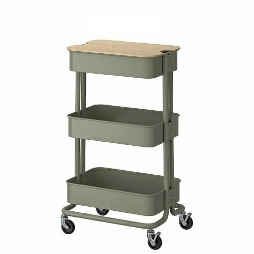 (s)ルッツ　 IKEAキャスター付き3段キッチンワゴン グリーンホワイト Amazon.co.jp: セット IKEA イケア RASKOG ロースコグのキッチンワゴン