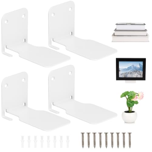 Tressify Heavy-Duty Invisible Floating Bookshelves, Wall-Mounted Book Organizers, 4 Pcs