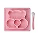 i-Paint IPD-29, Tovaglietta per Bambini in Silicone, Antiscivolo, con Forte Aspirazione, Simpatico Orsetto con Cucchiaio Morbido / Priva di sostanze tossiche, BPA free, Approvata FDA e LGFD - Rosa