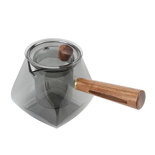 OVAQUIXI Tetera de Vidrio con Separación de Agua de 500 Ml para una Experiencia de Elaboración de Cerveza Limpia con Lateral de Madera para Uso Doméstico