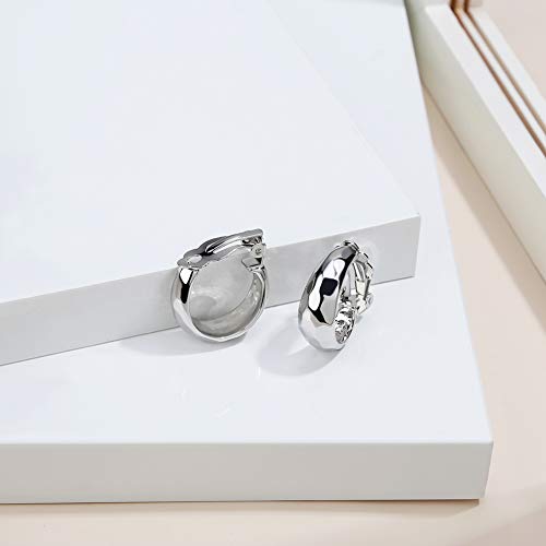 Silver Clip On Hoop Earrings For Women Unique Design Chunky Hoop Earrings No Piercing Fake Earrings For Teen Girls Gift Hypoallergenic Clip On Hoop Earrings #TOP3