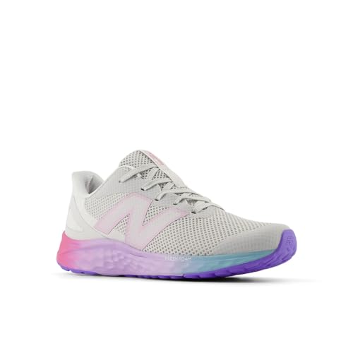 New Balance KIds Arishi Fresh Foam v4 Sneaker, GREY MATTER/MID CENTURY PINK/LILAC GLO, 3.5 XW Big Kid (8-12 Years)3
