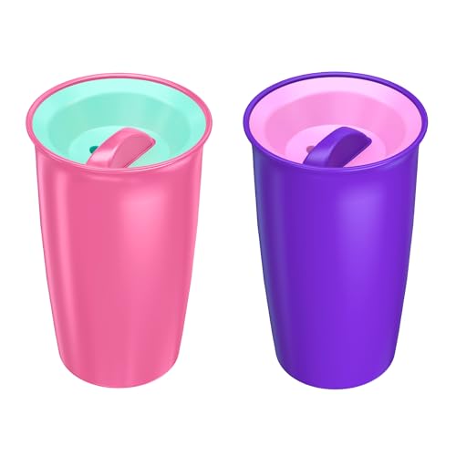 Image of Playtex Sipsters Stage 2 360 Degree Spill-Proof, Leak-Proof, Break-Proof Spoutless Cup for Girls, 10 Oz - 2Count