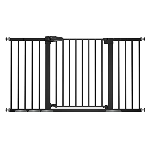 Mom's Choice Award Winner-Babelio 29-55 Inch Extra Wide Baby Gate, Metal Dog Gate, Pressure Mounted Pet Gate For Stairs & Doorways, No Tools Needed No Drilling, With Y Threaded Spindle Rods, Black #TOP2