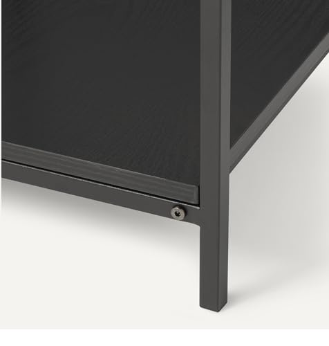 Miniatura 5 de Amazon Basics Mesa Auxiliar con Estante Inferior, Cuadrada, Mesita de Noche para Dormitorio, Mesa Auxiliar de Sala de Estar con Estructura de Acero, Fácil Montaje, 40cm x 40cm x 51cm, Negra