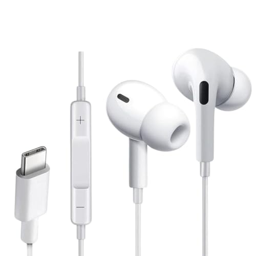 GearZTouch Shot-C-PROO Type-C Wired Earphones with HD Mic, Deep Bass & Crystal Clear Sound, in-Line Volume Control, Noise Isolation, Tangle-Free Cable, Comfortable Fit for Type-C Smartphones – White