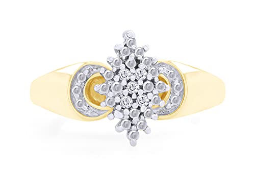 Round Cut White Natural Diamond Accent Cluster Engagement Ring For Women In 14k Gold Plated 925 Sterling Silver (Clarity : I2-I3, Color : I-J, 0.03 Carat Cttw)2