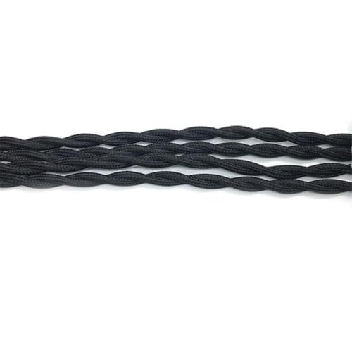 Cable eléctrico trenzado de tela de 2 núcleos 2x0,75 mm y 5 metros en color negro para lámparas