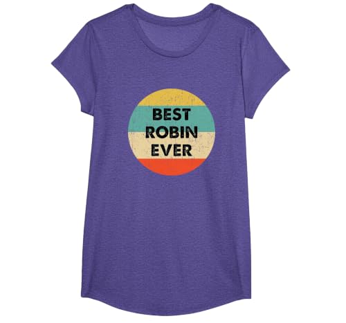 Robin Name T-Shirt, Girls, Purple Heather, X-Small