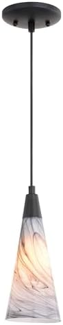 VAXCEL Milano LED Compatible Matte Black Transitional Mini Pendant Ceiling Light Multi Color Art Glass