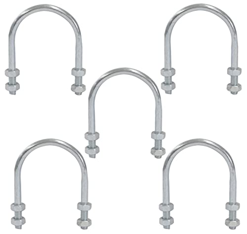 AERZETIX - C59048 - Juego de 5 Pernos en forma U para tubo 1 1/4 y 4 tuercas M6x69mm - para tubo con diámetro 1 1/4 ~42mm - DIN3570 - en acero galvanizado - color plata